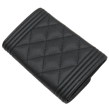 シャネル CHANEL ボーイシャネル カードホルダー 4025A070001 ブラック キャビアスキン カードケース ヴィンテージ金具 新品 未使用 黒 名刺入れ ココマーク