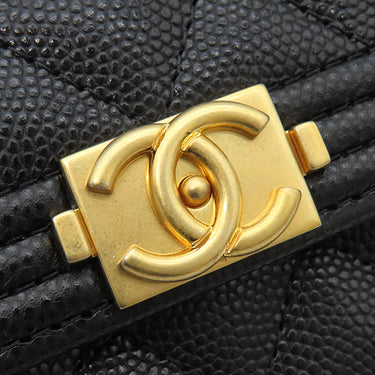 シャネル CHANEL ボーイシャネル カードホルダー 4025A070001 ブラック キャビアスキン カードケース ヴィンテージ金具 新品 未使用 黒 名刺入れ ココマーク