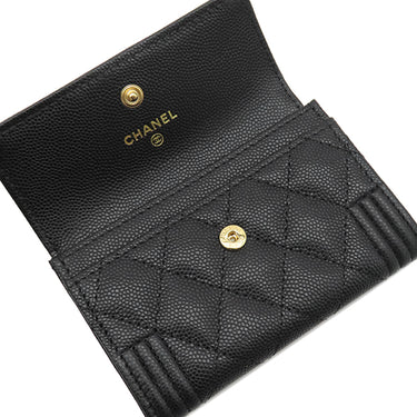 シャネル CHANEL ボーイシャネル カードホルダー 4025A070001 ブラック キャビアスキン カードケース ヴィンテージ金具 新品 未使用 黒 名刺入れ ココマーク