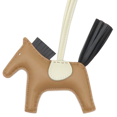 エルメス HERMES ロデオPM チャイ×ブラック×ナタ アニューミロ バッグチャーム ベージュ 黒 アイボリー