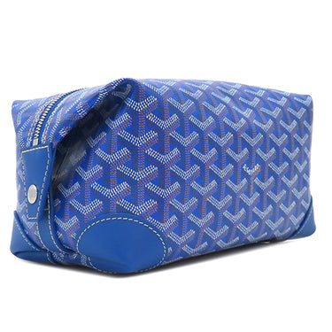 ゴヤール GOYARD ボウリング25 トイレタリーバッグ BOWLIN025TY10CL10P スカイブルー ゴヤールディンキャンバス セルヴォンカーフスキン ポーチ シルバー金具 青 ヘリンボーン柄 トラベル 旅行 ポーチ