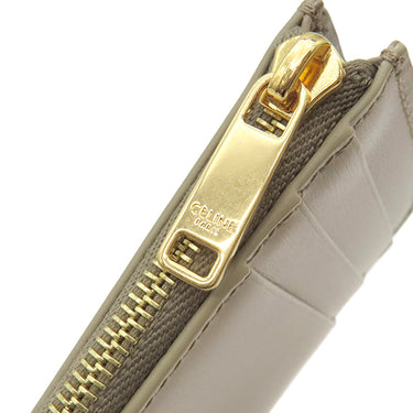 セリーヌ CELINE ジップ付きカードホルダー キュイル トリオンフ モダントープ シャイニーカーフスキン カードケース ゴールド金具 グレージュ フラグメントケース