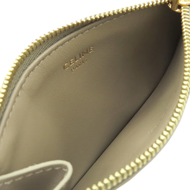 セリーヌ CELINE ジップ付きカードホルダー キュイル トリオンフ モダントープ シャイニーカーフスキン カードケース ゴールド金具 グレージュ フラグメントケース