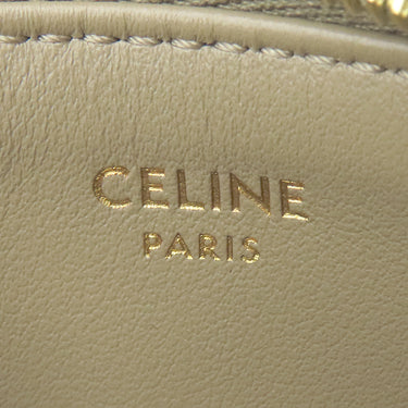 セリーヌ CELINE ジップ付きカードホルダー キュイル トリオンフ モダントープ シャイニーカーフスキン カードケース ゴールド金具 グレージュ フラグメントケース