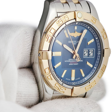 腕時計 ブライトリング BREITLING ウィンドライダー コックピット C49350 自動巻き メンズ K18RG×SS コンビ ブルー デイト