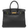 エルメス HERMES バーキン35 ブラック フィヨルド ハンドバッグ ゴールド金具 黒