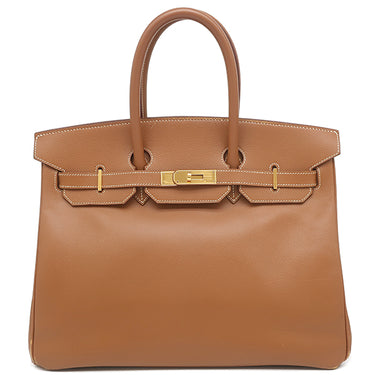 エルメス HERMES バーキン35 ゴールド クシュベル ハンドバッグ ゴールド金具 茶