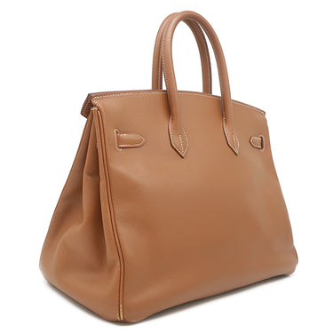エルメス HERMES バーキン35 ゴールド クシュベル ハンドバッグ ゴールド金具 茶