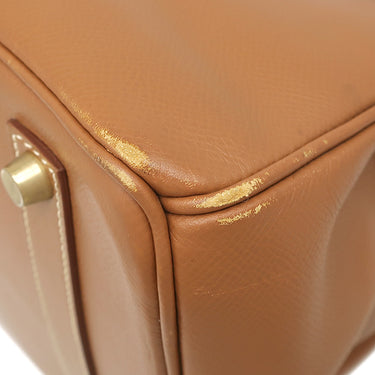エルメス HERMES バーキン35 ゴールド クシュベル ハンドバッグ ゴールド金具 茶
