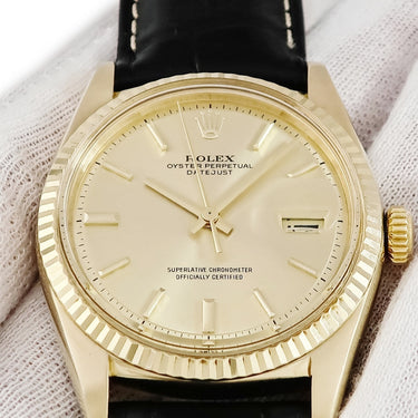 腕時計 ロレックス ROLEX デイトジャスト 36 1601 29番台 自動巻き メンズ OH済 29番台 K18YG無垢 シャンパン バー ヴィンテージ