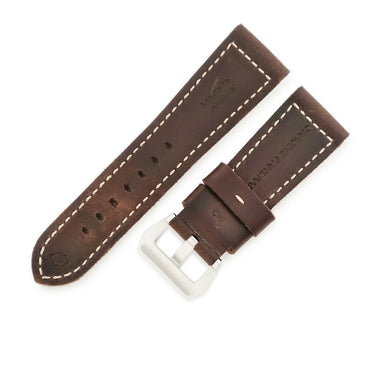 パネライ PANERAI 純正 ルミノール用 ブラウン レザー ステンレススチール 腕時計パーツ 替え レザー 本革 ベルト バンド ストラップ 純正SS製尾錠付き 26ｍｍ ブラウン 茶