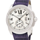 腕時計 カルティエ Cartier カリブル ドゥ カルティエ LM WF100003 自動巻き メンズ K18WG無垢 純正ダイヤ デイト スモセコ ローマン