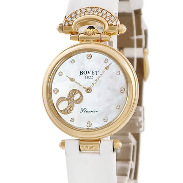 腕時計 ボヴェ Bovet フルリエ クオーツ レディース OH済 K18YG無垢 純正ダイヤ ホワイト シェル 白