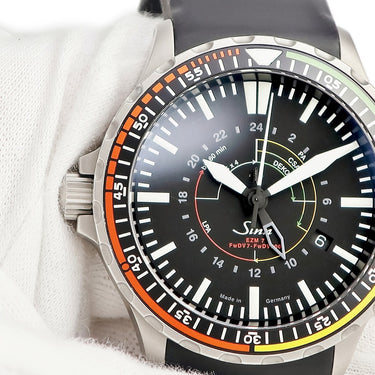 腕時計 ジン SINN ミッションタイマー 857.EZM7 自動巻き メンズ OH済 ブラック 黒 バー 9時位置リューズ カラフル GMT