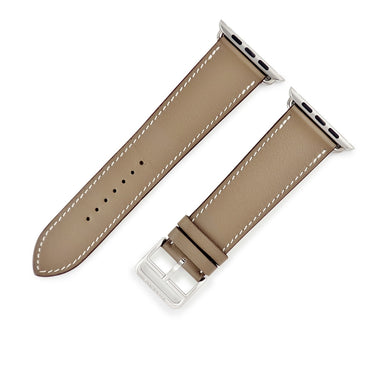 エルメス HERMES 純正 アップルウォッチ 44 45 46 49 mm用 グレージュ レザー ステンレススチール 腕時計パーツ 新品未使用 ベルト グレージュ 35ｍｍ 尾錠付き