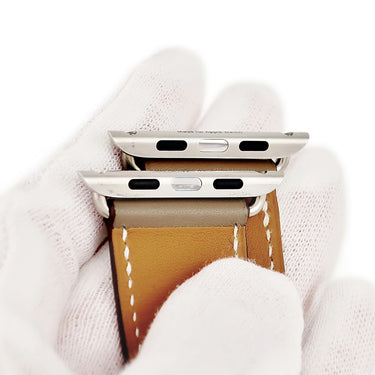 エルメス HERMES 純正 アップルウォッチ 44 45 46 49 mm用 グレージュ レザー ステンレススチール 腕時計パーツ 新品未使用 ベルト グレージュ 35ｍｍ 尾錠付き