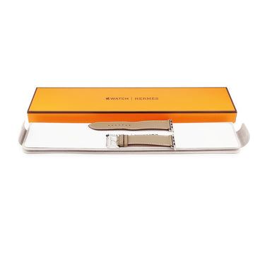 エルメス HERMES 純正 アップルウォッチ 44 45 46 49 mm用 グレージュ レザー ステンレススチール 腕時計パーツ 新品未使用 ベルト グレージュ 35ｍｍ 尾錠付き