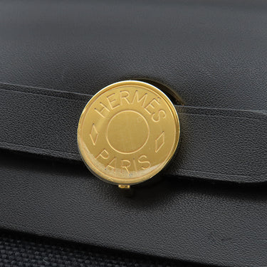 エルメス HERMES エールバッグジップ 31 ブラック トワルミリタリー ヴァッシュハンター ショルダーバッグ ゴールド金具 黒