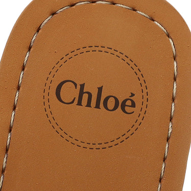 クロエ Chloe ウッディ C20185Z10 デニムブルー ラバー テキスタイル エチレンビニルアセテート #35 サンダル ロゴ フラットサンダル
