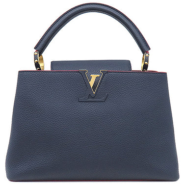 ルイヴィトン LOUIS VUITTON カプシーヌMM M94535 コバルト トリヨンレザー 2WAYバッグ ゴールド金具 紺 赤 ハンドバッグ ショルダ―