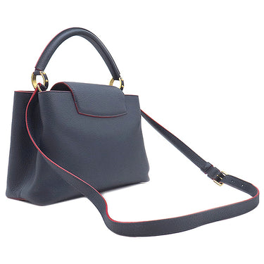ルイヴィトン LOUIS VUITTON カプシーヌMM M94535 コバルト トリヨンレザー 2WAYバッグ ゴールド金具 紺 赤 ハンドバッグ ショルダ―