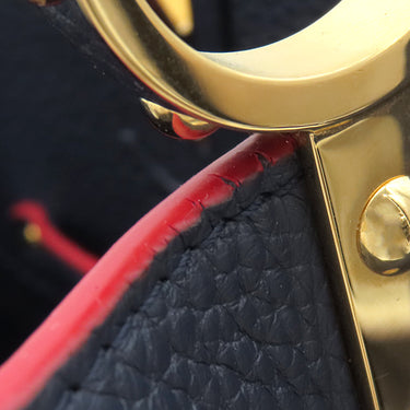 ルイヴィトン LOUIS VUITTON カプシーヌMM M94535 コバルト トリヨンレザー 2WAYバッグ ゴールド金具 紺 赤 ハンドバッグ ショルダ―