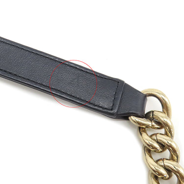 シャネル CHANEL ボーイシャネル ミニ チェーンショルダー ネイビー ラムスキン ショルダーバッグ ゴールド金具 紺