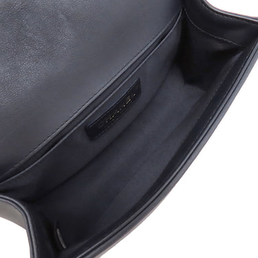 シャネル CHANEL ボーイシャネル ミニ チェーンショルダー ネイビー ラムスキン ショルダーバッグ ゴールド金具 紺