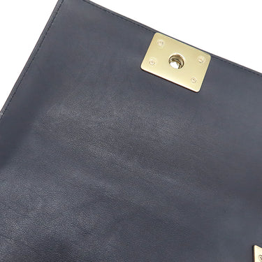 シャネル CHANEL ボーイシャネル ミニ チェーンショルダー ネイビー ラムスキン ショルダーバッグ ゴールド金具 紺