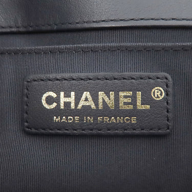 シャネル CHANEL ボーイシャネル ミニ チェーンショルダー ネイビー ラムスキン ショルダーバッグ ゴールド金具 紺