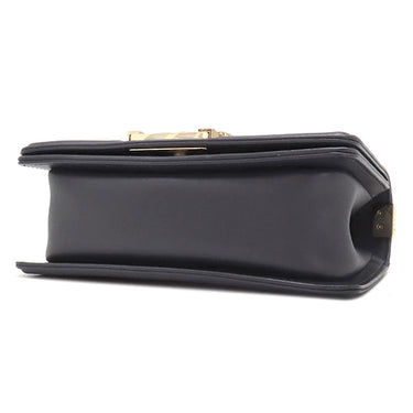 シャネル CHANEL ボーイシャネル ミニ チェーンショルダー ネイビー ラムスキン ショルダーバッグ ゴールド金具 紺
