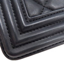 シャネル CHANEL ボーイシャネル ミニ チェーンショルダー ネイビー ラムスキン ショルダーバッグ ゴールド金具 紺