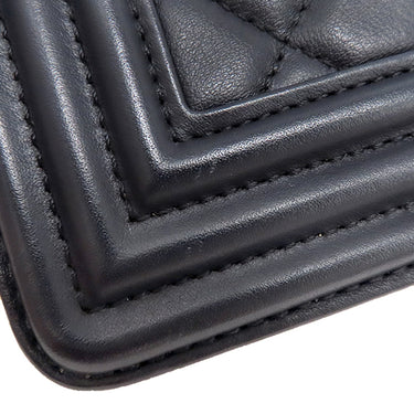 シャネル CHANEL ボーイシャネル ミニ チェーンショルダー ネイビー ラムスキン ショルダーバッグ ゴールド金具 紺