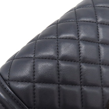 シャネル CHANEL ボーイシャネル ミニ チェーンショルダー ネイビー ラムスキン ショルダーバッグ ゴールド金具 紺