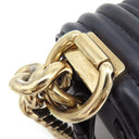 シャネル CHANEL ボーイシャネル ミニ チェーンショルダー ネイビー ラムスキン ショルダーバッグ ゴールド金具 紺