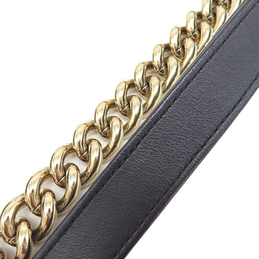 シャネル CHANEL ボーイシャネル ミニ チェーンショルダー ネイビー ラムスキン ショルダーバッグ ゴールド金具 紺