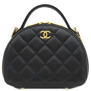 シャネル CHANEL マトラッセ バニティ ミニ AP3088 ブラック ラムスキン ショルダーバッグ ゴールド金具 トップハンドル チェーンショルダー ヴァニティ 黒