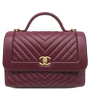 シャネル CHANEL シェブロン ココハンドル ボルドー カーフ 2WAYバッグ ゴールド金具 赤 Vステッチ チェーンショルダー