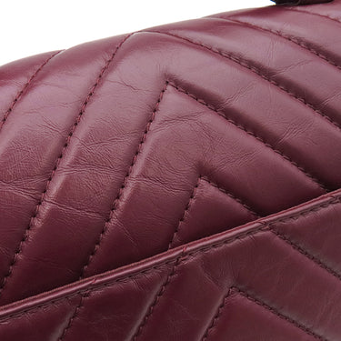 シャネル CHANEL シェブロン ココハンドル ボルドー カーフ 2WAYバッグ ゴールド金具 赤 Vステッチ チェーンショルダー