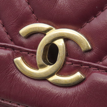 シャネル CHANEL シェブロン ココハンドル ボルドー カーフ 2WAYバッグ ゴールド金具 赤 Vステッチ チェーンショルダー