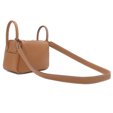 エルメス HERMES リンディ 2 ミニ 20 ゴールド トリヨンクレマンス ショルダーバッグ ゴールド金具 茶