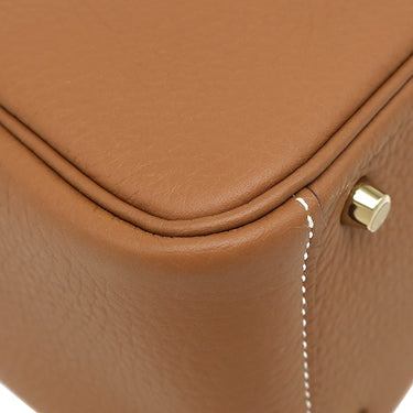 エルメス HERMES リンディ 2 ミニ 20 ゴールド トリヨンクレマンス ショルダーバッグ ゴールド金具 茶