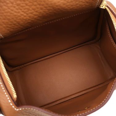 エルメス HERMES リンディ 2 ミニ 20 ゴールド トリヨンクレマンス ショルダーバッグ ゴールド金具 茶