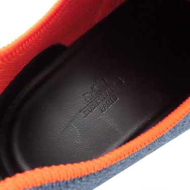 エルメス HERMES デュエル DUEL H212200Z ブルーXホワイト ファブリック レザー #39 スニーカー 青 白 スリッポン