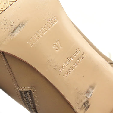 エルメス HERMES ショートブーツ サンジェルマン ベージュ レザー #37 ブーツ シルバー金具 靴 ケリーバックル