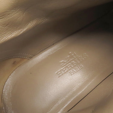 エルメス HERMES ショートブーツ サンジェルマン ベージュ レザー #37 ブーツ シルバー金具 靴 ケリーバックル