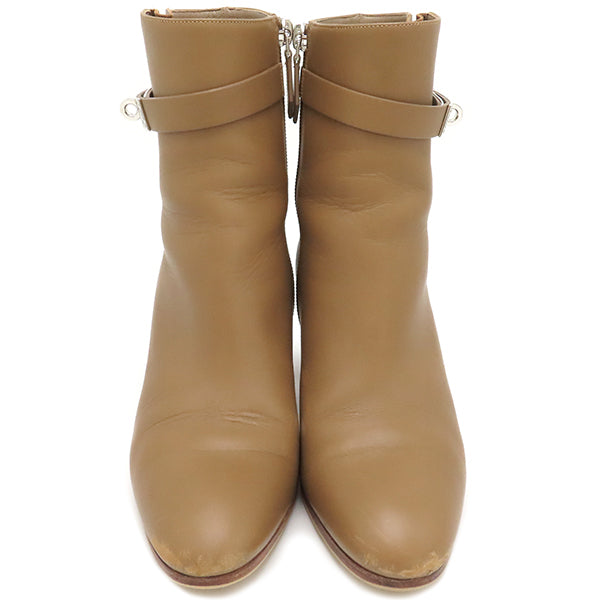 超美品 HERMES レザー ショートブーツ 37 1/2 エルメス HERMES ショートブーツ サンジェルマン ベージュ