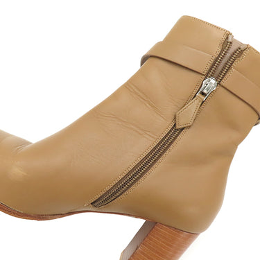 エルメス HERMES ショートブーツ サンジェルマン ベージュ レザー #37 ブーツ シルバー金具 靴 ケリーバックル