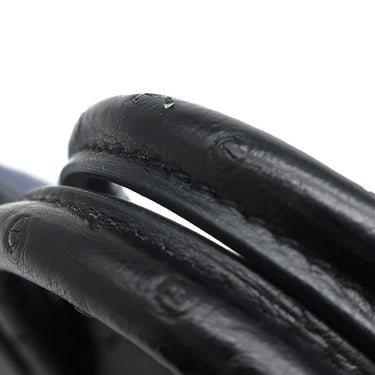 エルメス HERMES バーキン25 ヴェルソー ブルーサフィール×ブラック オーストリッチ ハンドバッグ シルバー金具 青 黒