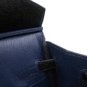 エルメス HERMES バーキン25 ヴェルソー ブルーサフィール×ブラック オーストリッチ ハンドバッグ シルバー金具 青 黒